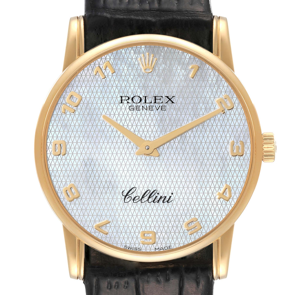 Rolex Cellini Classic Yellow Gold Mother of Pearl Dial Mens Watch 5116 Card