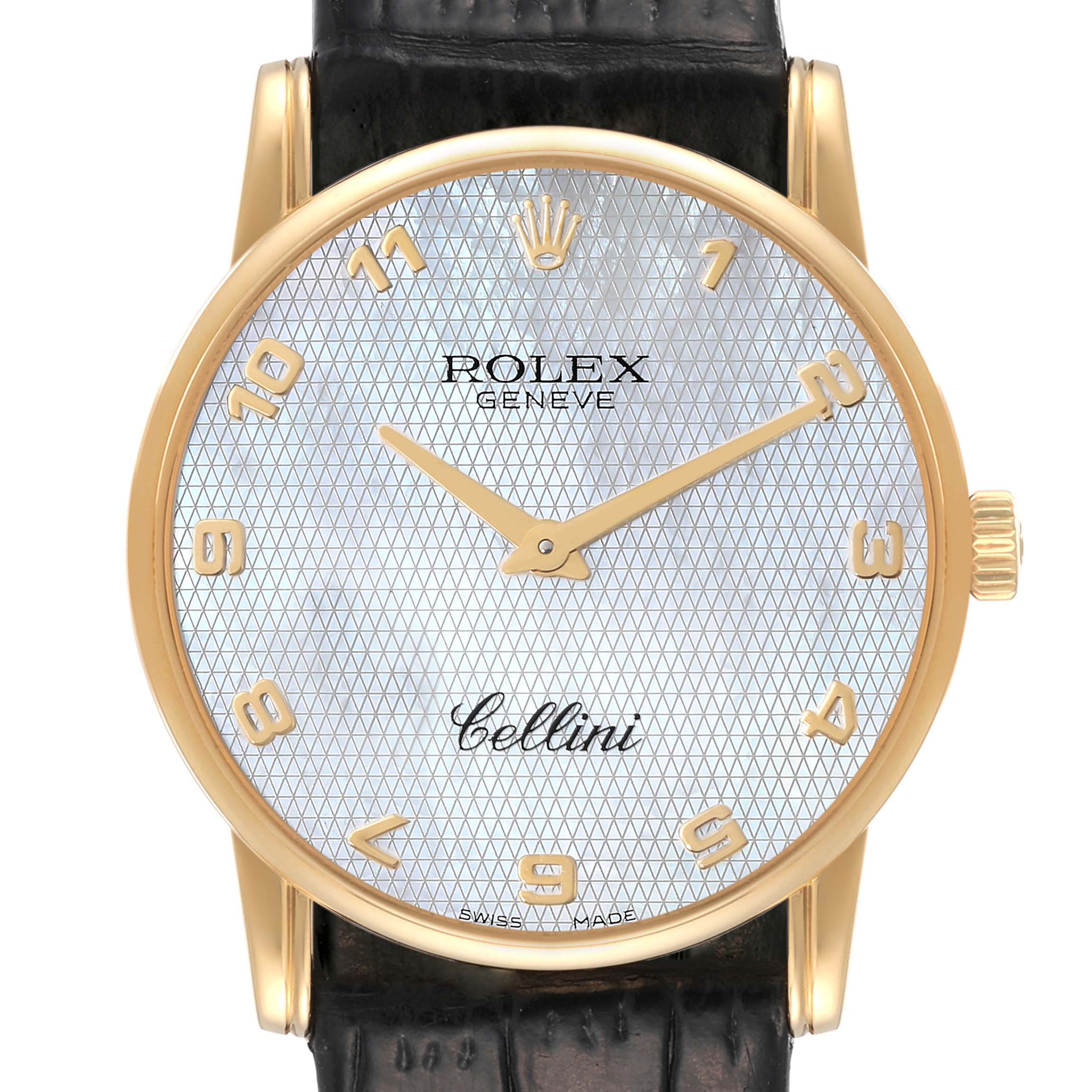 Rolex Cellini Classic Yellow Gold Mother of Pearl Dial Mens Watch 5116 Card
