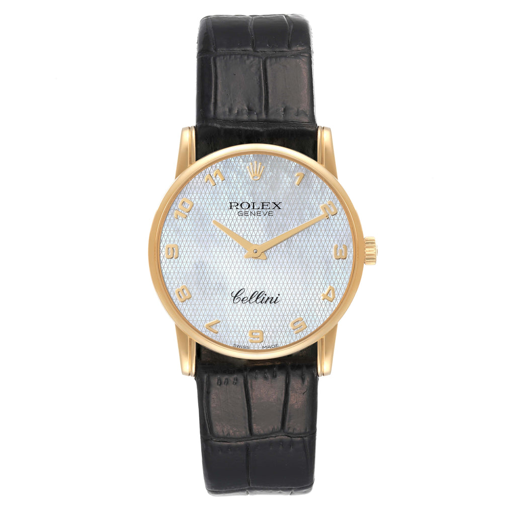 Rolex Cellini Classic Yellow Gold Mother of Pearl Dial Mens Watch 5116 Card