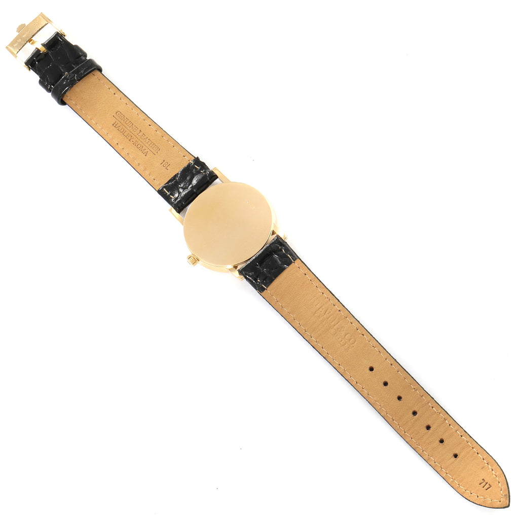 Rolex Cellini Classic Yellow Gold Silver Dial Black Strap Mens Watch 5115