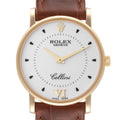 Rolex Cellini Classic Yellow Gold Silver Dial Black Strap Mens Watch 5115 Card