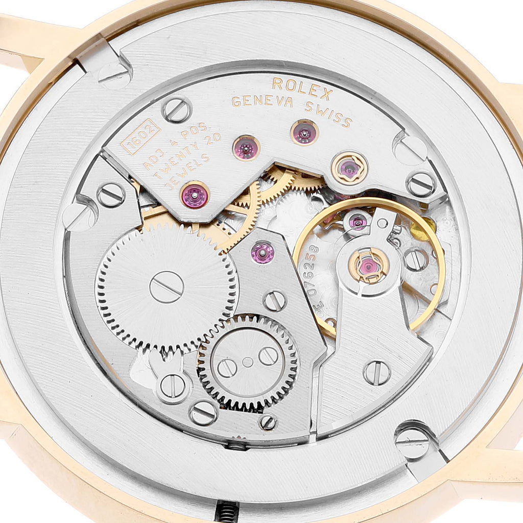 Rolex Cellini Classic Yellow Gold Silver Dial Black Strap Mens Watch 5115 Card