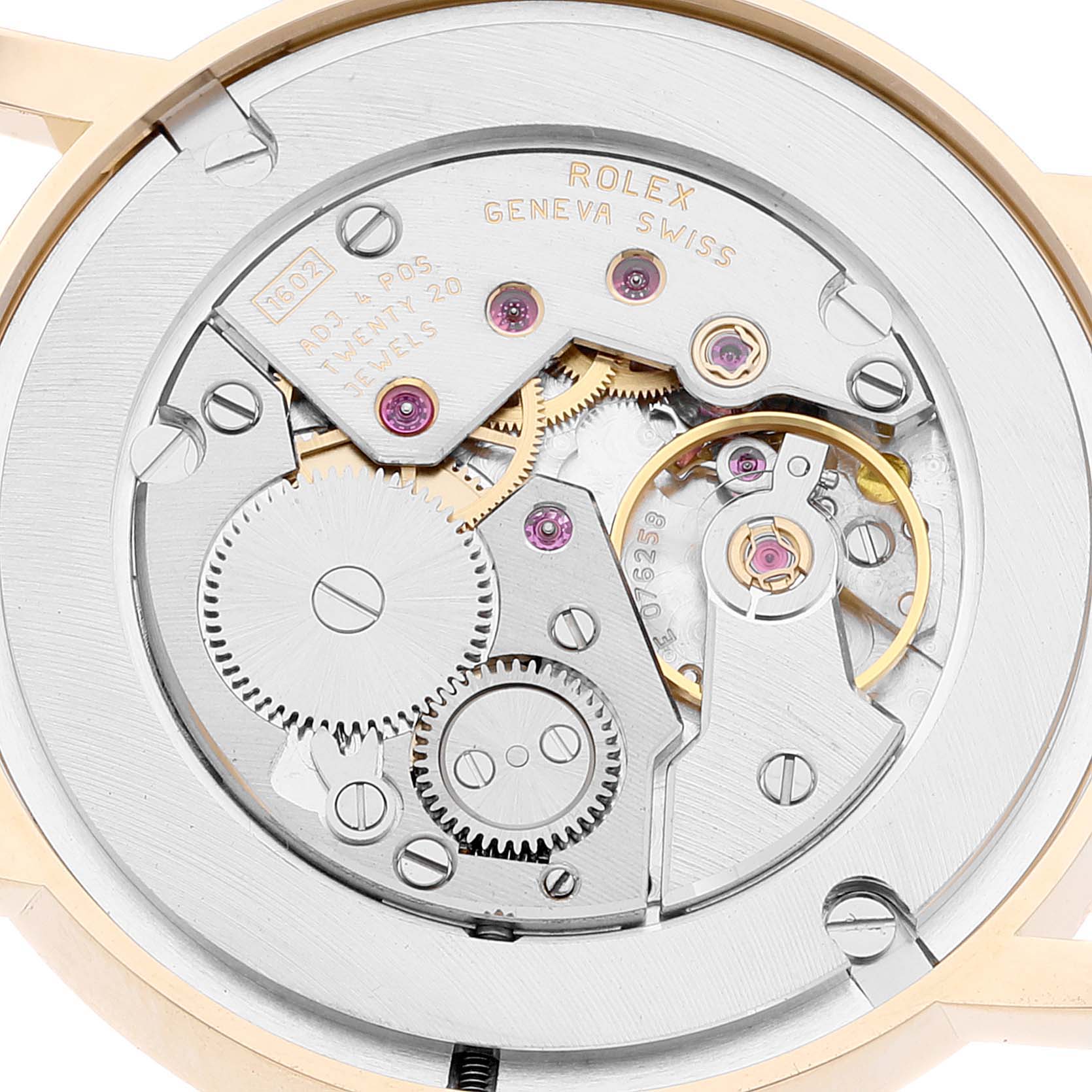 Rolex Cellini Classic Yellow Gold Silver Dial Black Strap Mens Watch 5115 Card