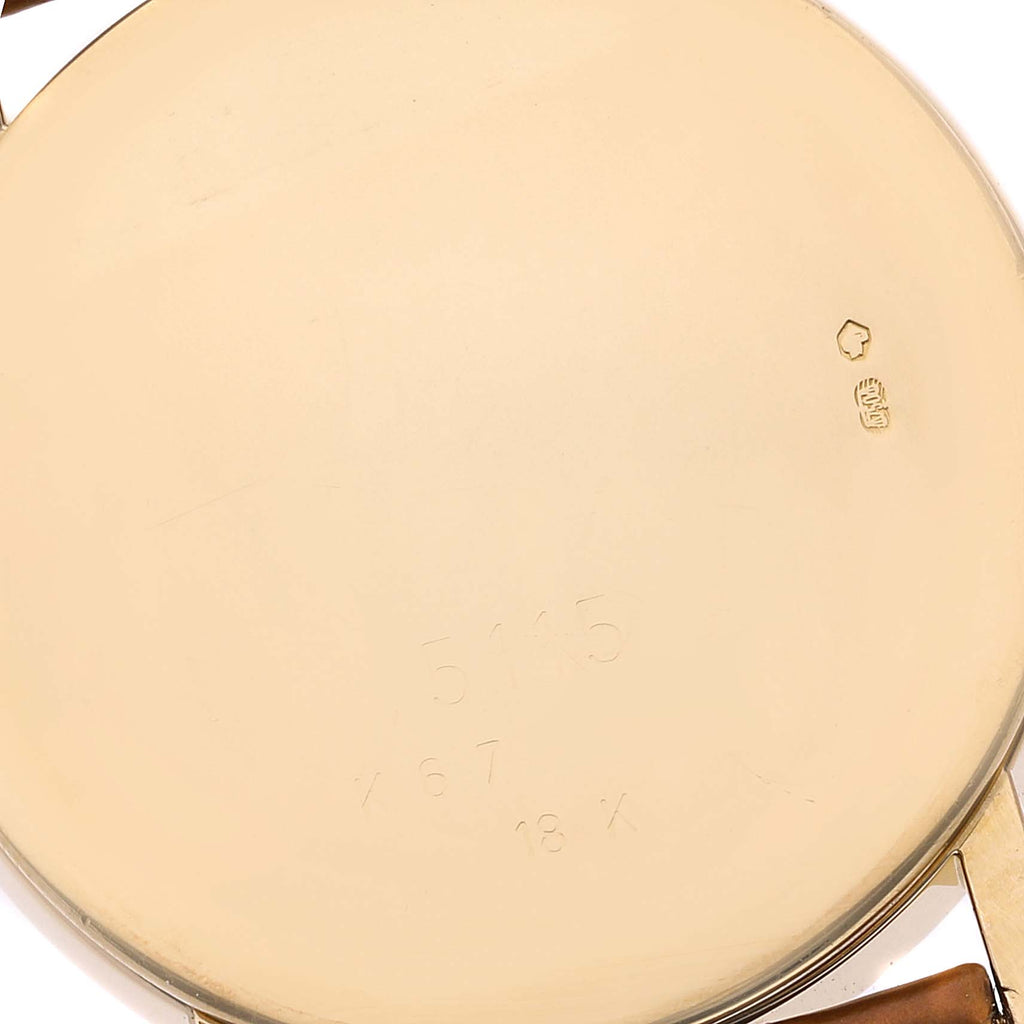 Rolex Cellini Classic Yellow Gold Silver Dial Brown Strap Mens Watch 5115