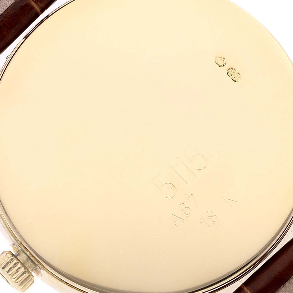 Rolex Cellini Classic Yellow Gold Silver Dial Brown Strap Mens Watch 5115 Papers