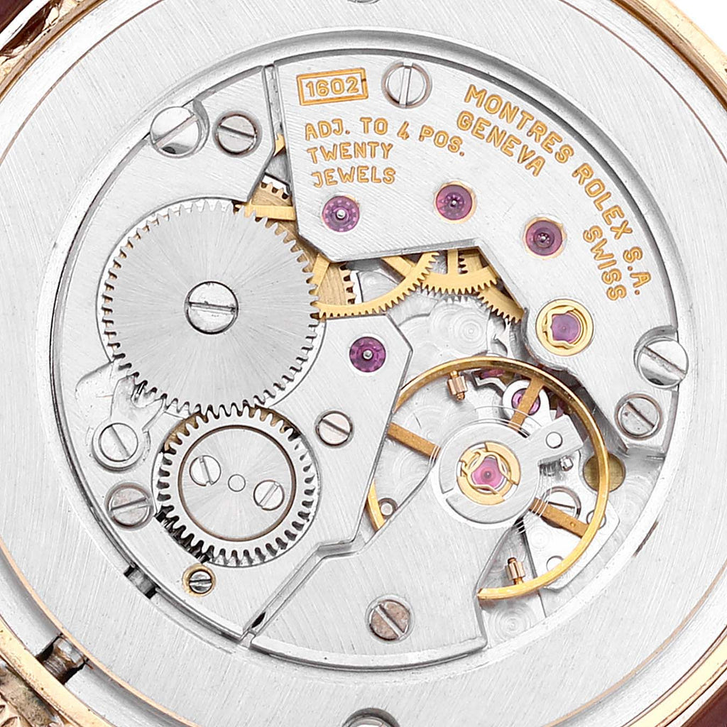 Rolex Cellini Classic Yellow Gold Silver Dial Brown Strap Mens Watch 5115 Papers