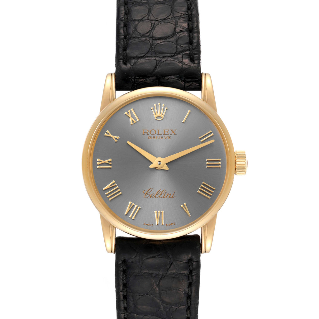 Rolex Cellini Classic Yellow Gold Slate Dial Ladies Watch 6111