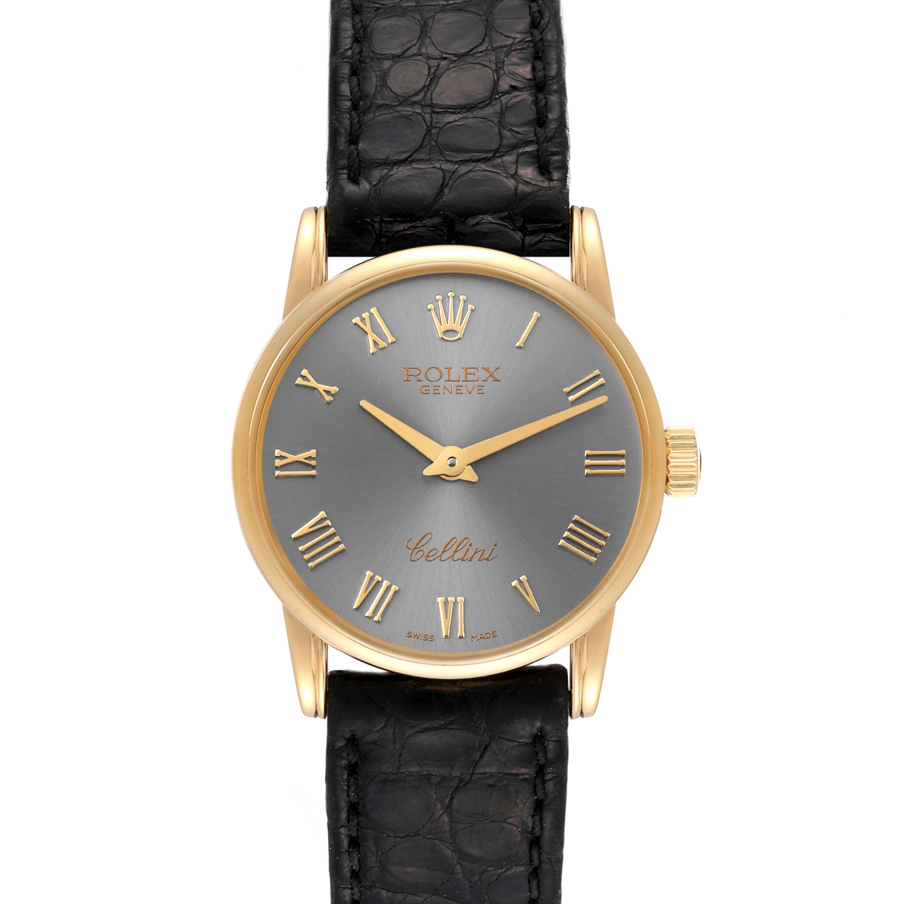 Rolex Cellini Classic Yellow Gold Slate Dial Ladies Watch 6111