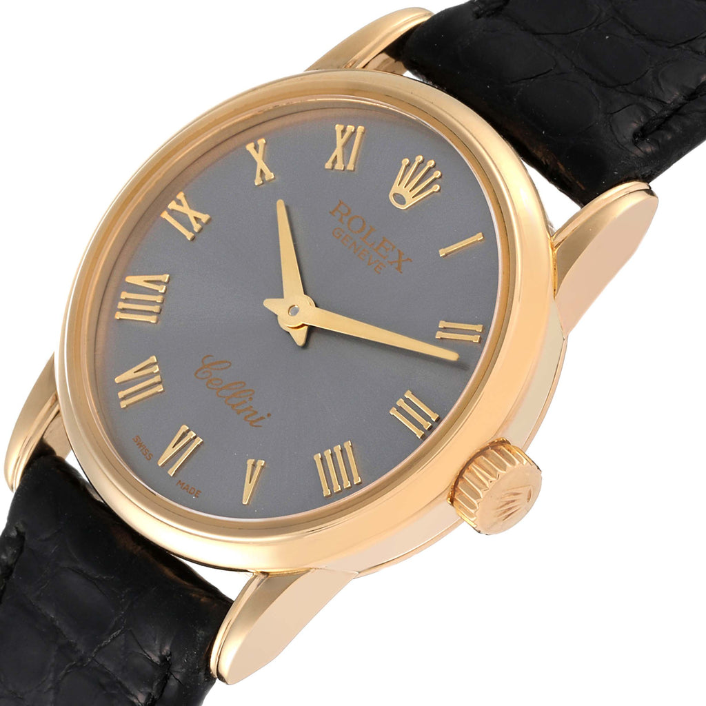 Rolex Cellini Classic Yellow Gold Slate Dial Ladies Watch 6111
