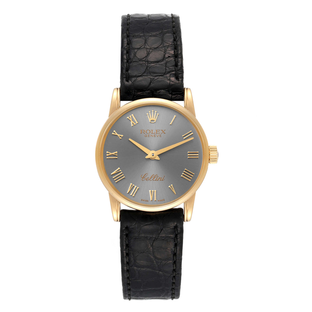Rolex Cellini Classic Yellow Gold Slate Dial Ladies Watch 6111