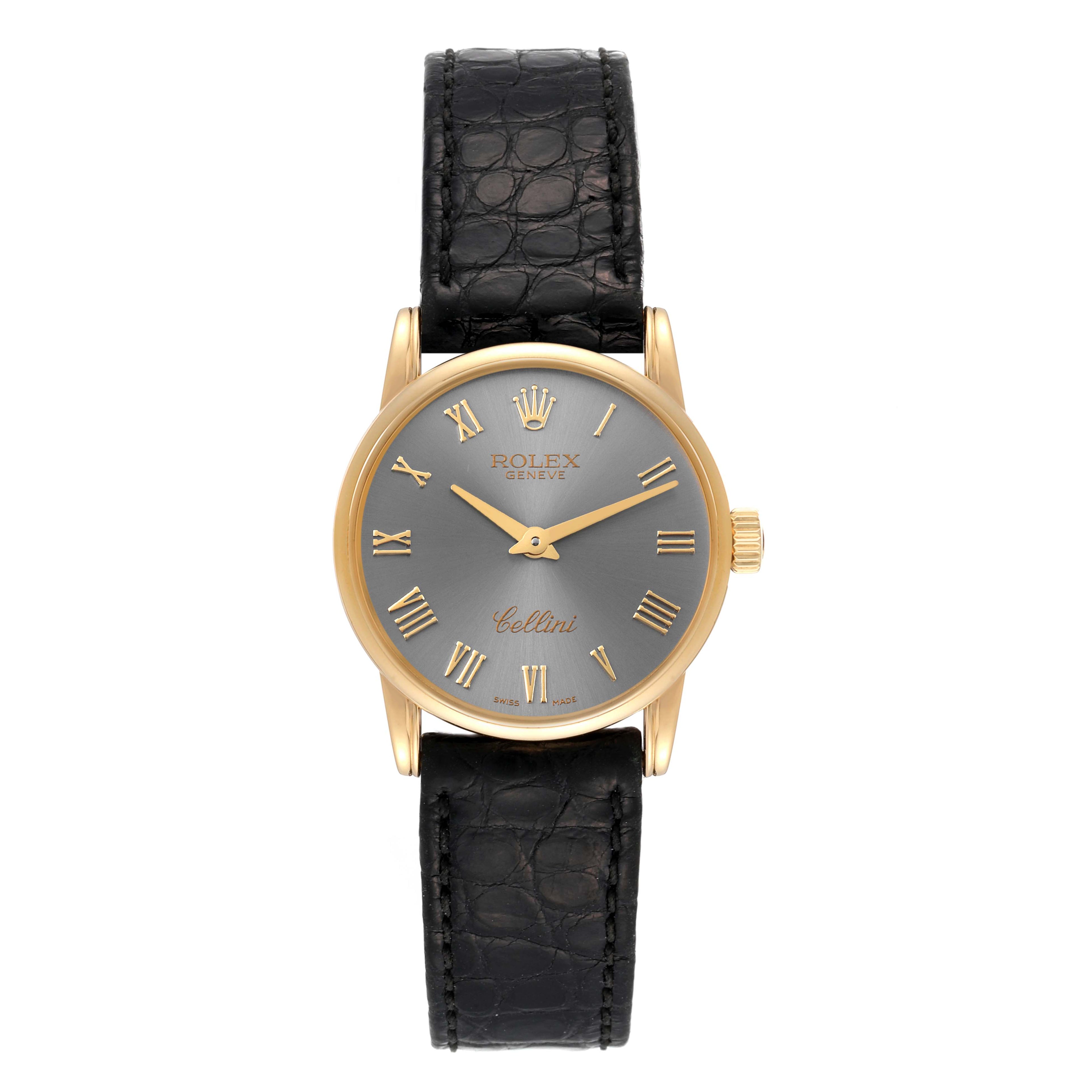Rolex Cellini Classic Yellow Gold Slate Dial Ladies Watch 6111