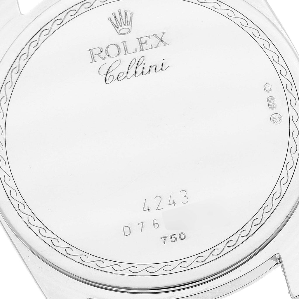 Rolex Cellini Danaos 18k White Gold Silver Dial Mens Watch 4243