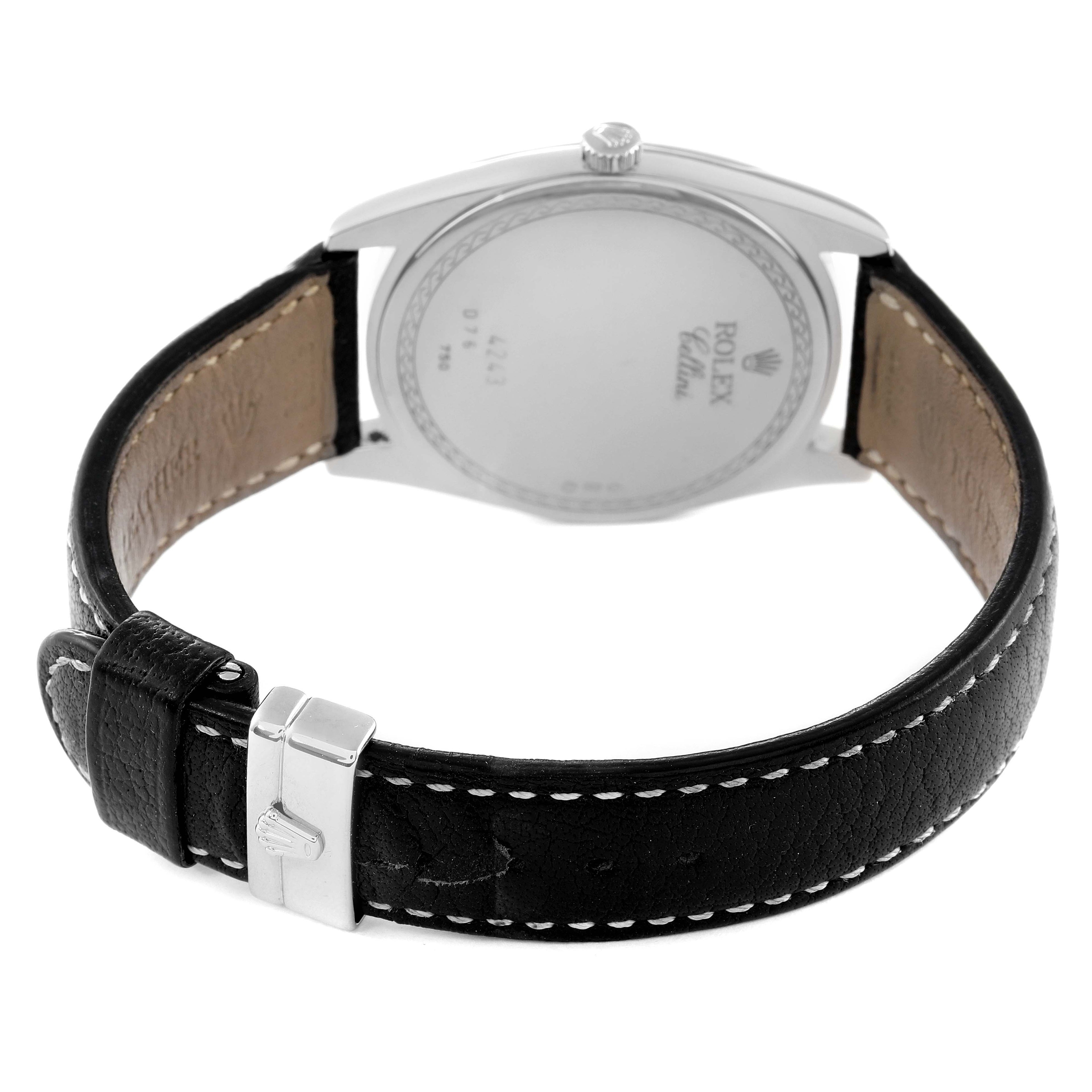 Rolex Cellini Danaos 18k White Gold Silver Dial Mens Watch 4243