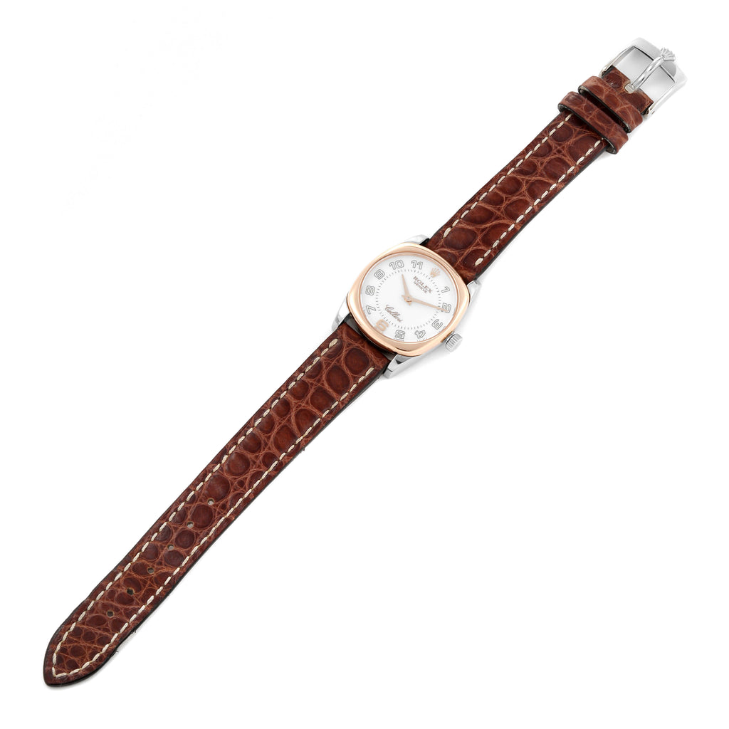 Rolex Cellini Danaos 18K White Rose Gold White Dial Ladies Watch 6229 Card