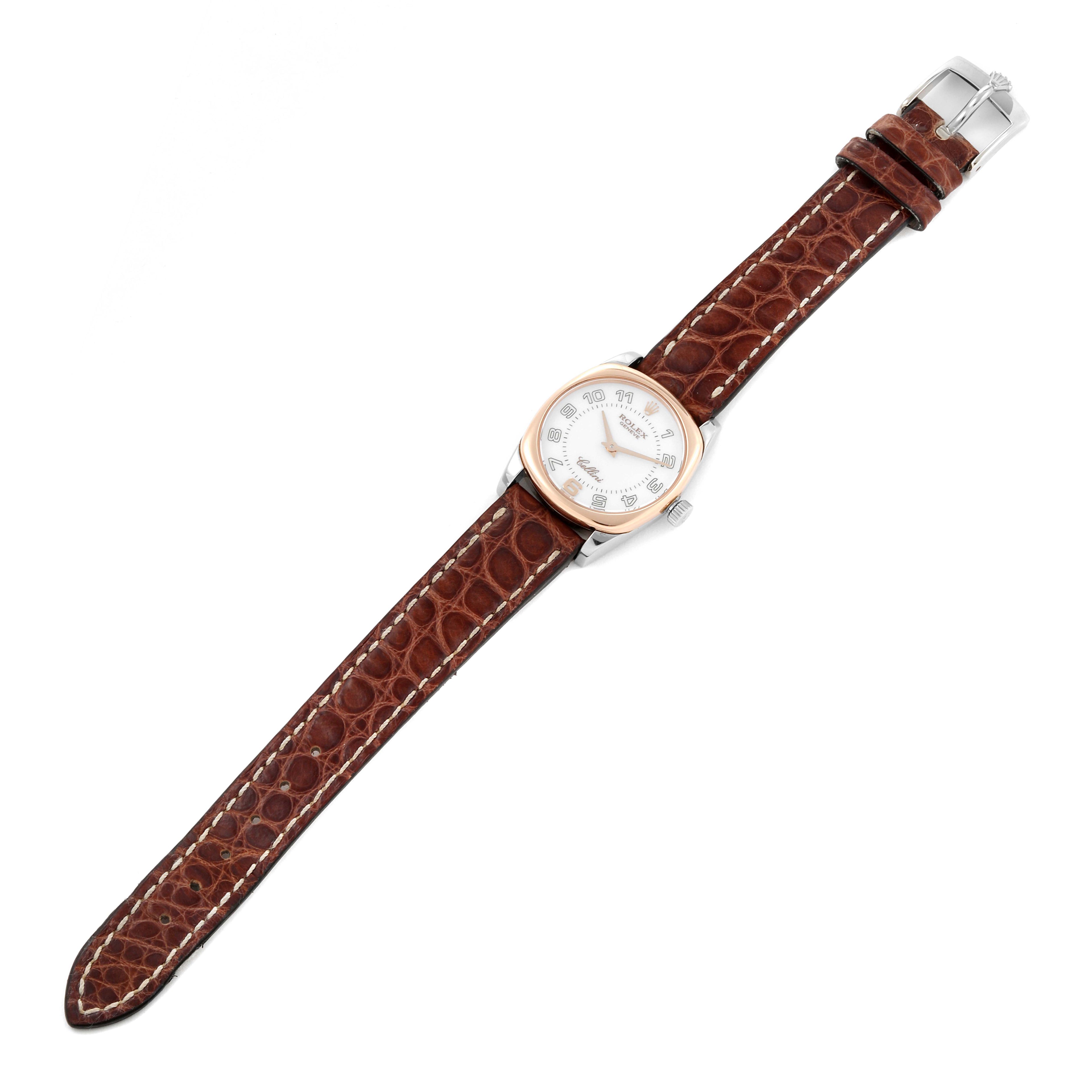 Rolex Cellini Danaos 18K White Rose Gold White Dial Ladies Watch 6229 Card