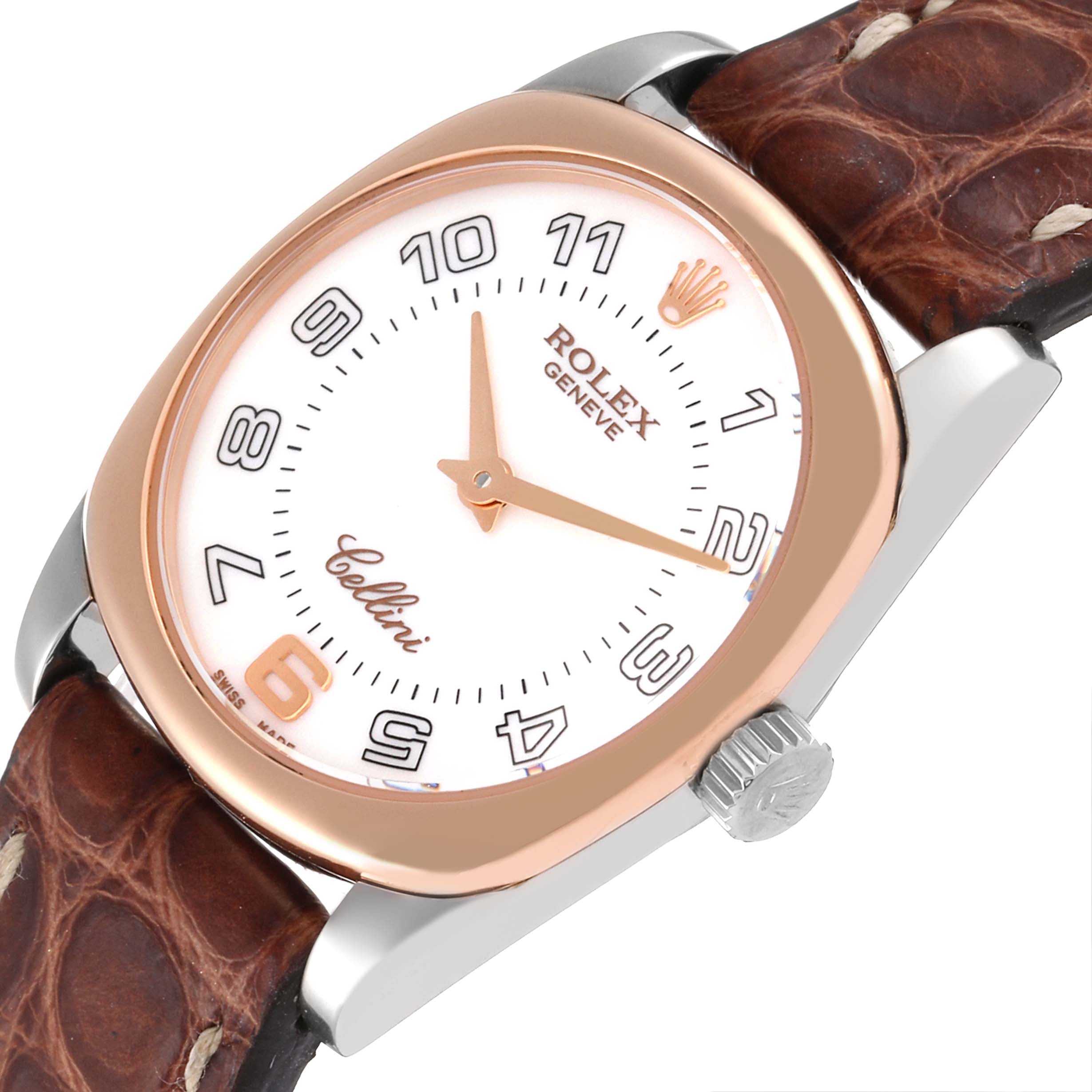 Rolex Cellini Danaos 18K White Rose Gold White Dial Ladies Watch 6229 Card