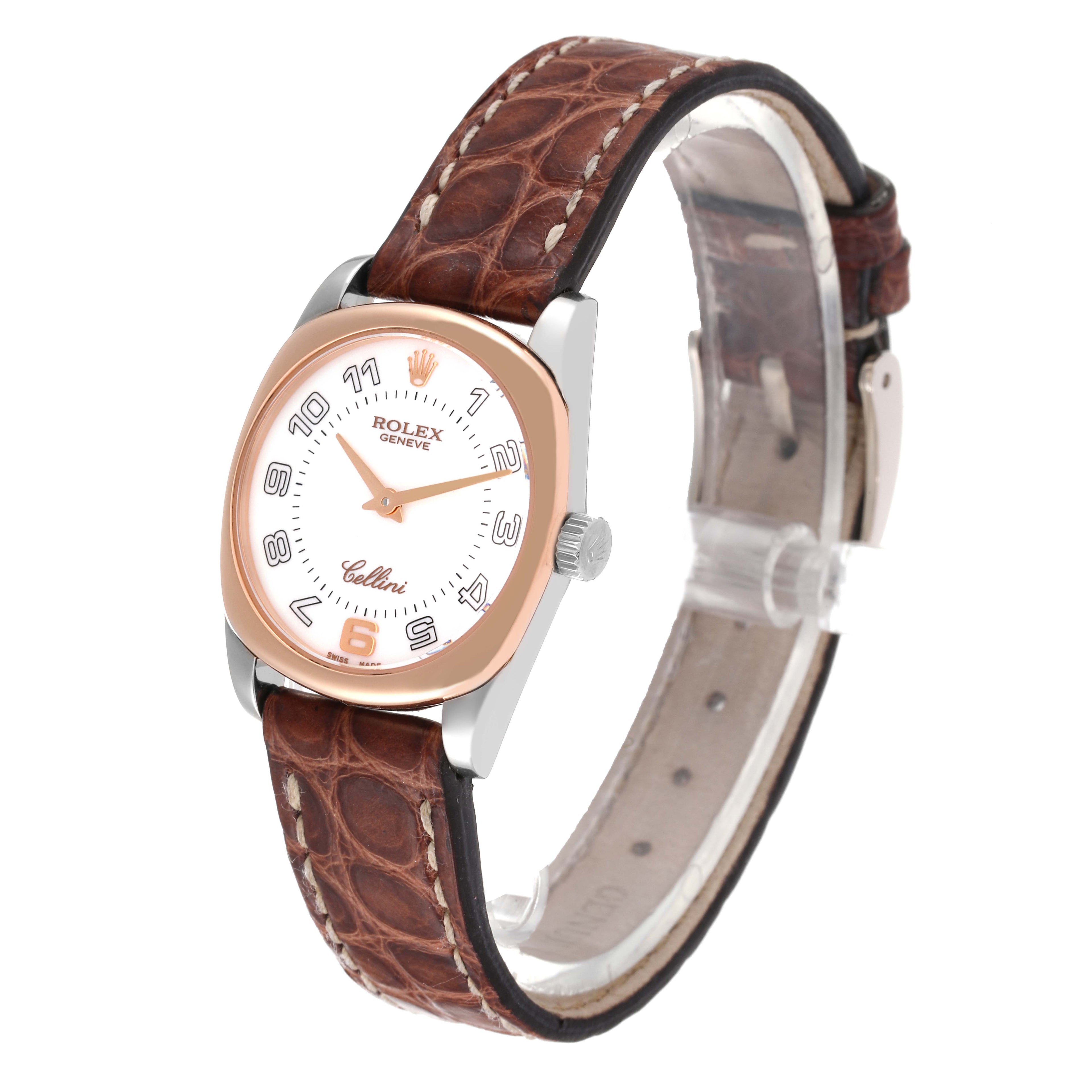 Rolex Cellini Danaos 18K White Rose Gold White Dial Ladies Watch 6229 Card