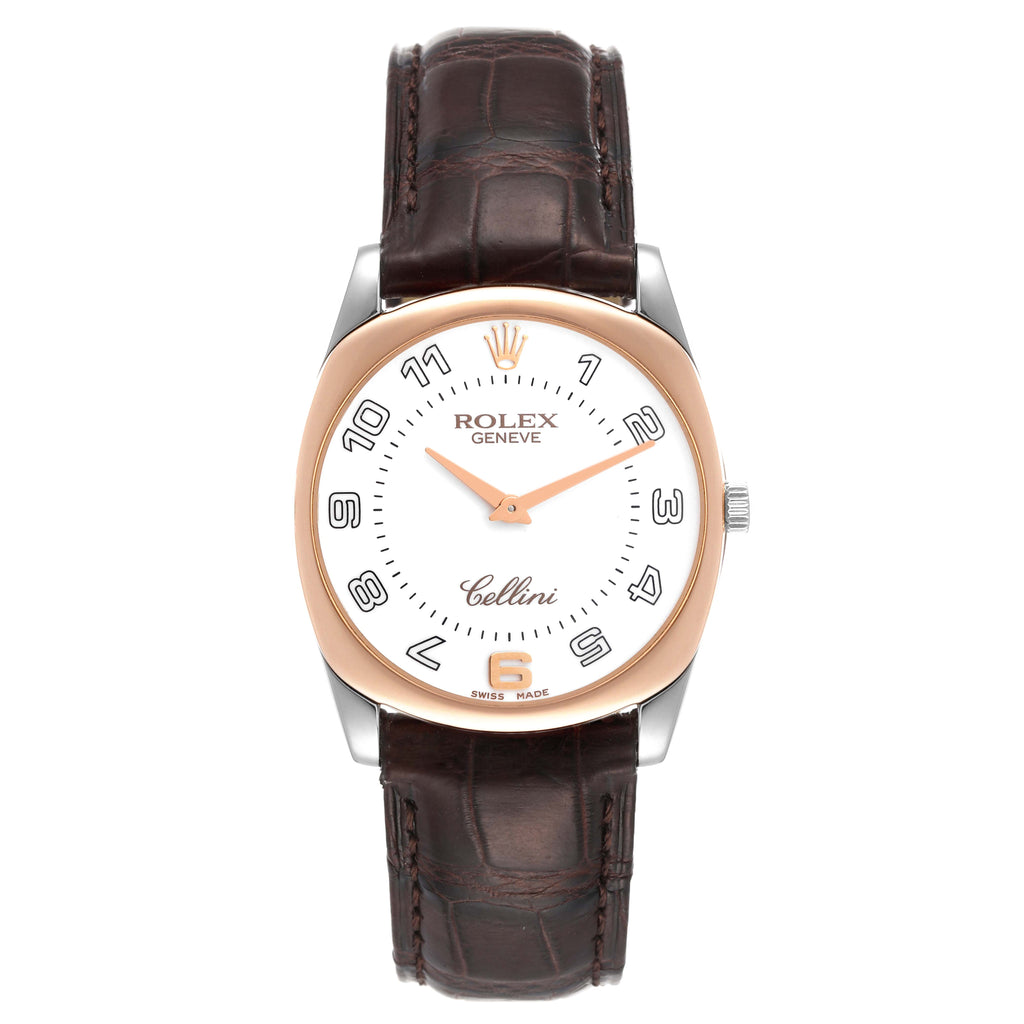 Rolex Cellini Danaos 18K White Rose Gold White Dial Mens Watch 4233