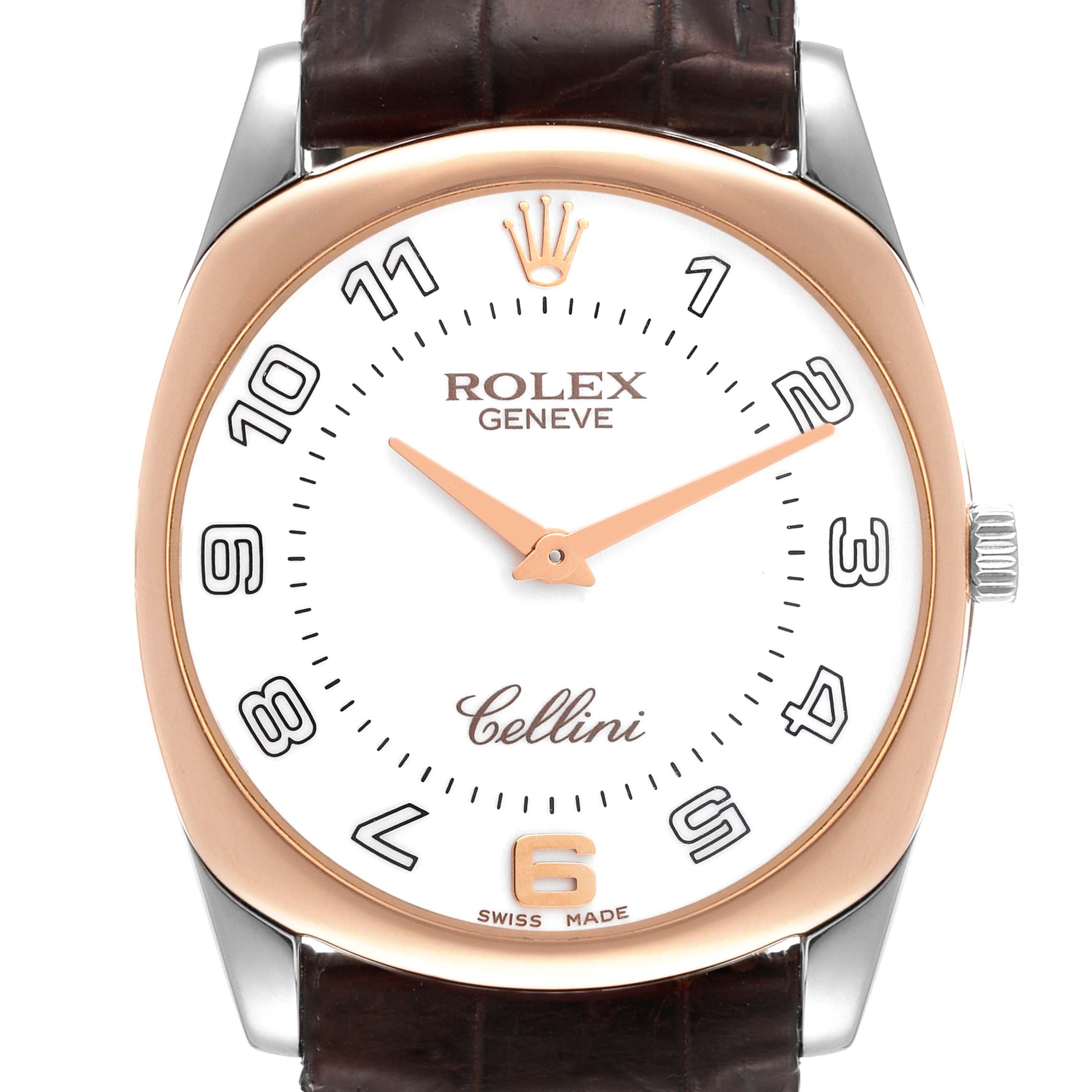 Rolex Cellini Danaos 18K White Rose Gold White Dial Mens Watch 4233