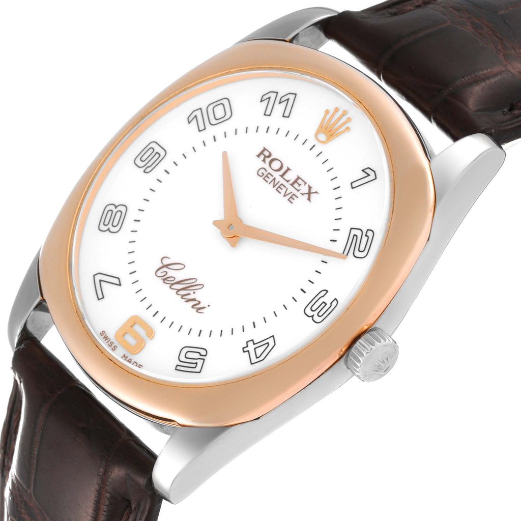 Rolex Cellini Danaos 18K White Rose Gold White Dial Mens Watch 4233