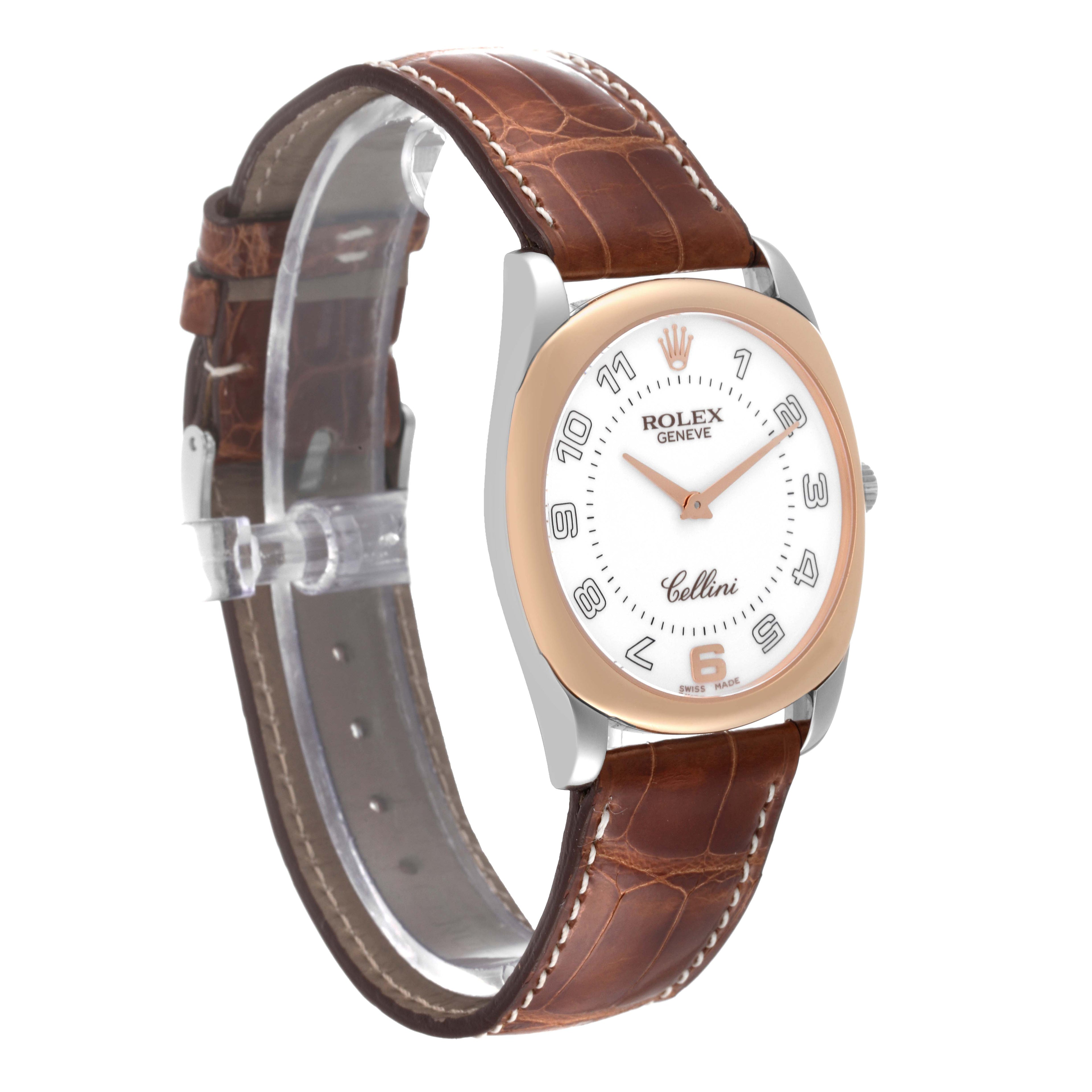 Rolex Cellini Danaos 18K White Rose Gold White Dial Mens Watch 4233 Box Papers