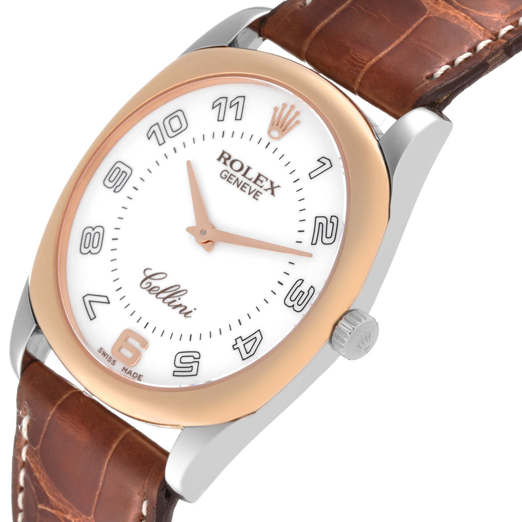Rolex Cellini Danaos 18K White Rose Gold White Dial Mens Watch 4233 Box Papers