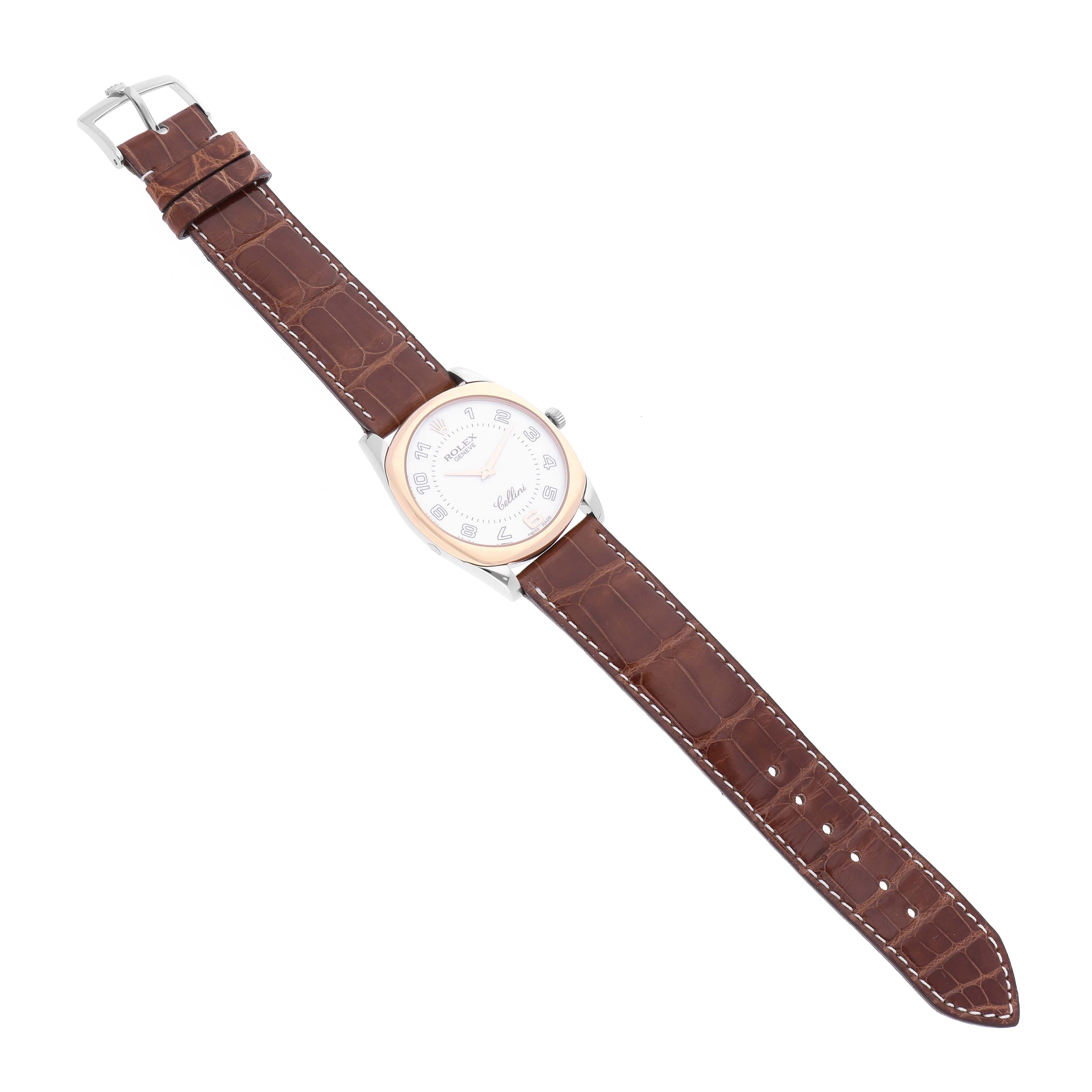 Rolex Cellini Danaos 18K White Rose Gold White Dial Mens Watch 4233 Box Papers