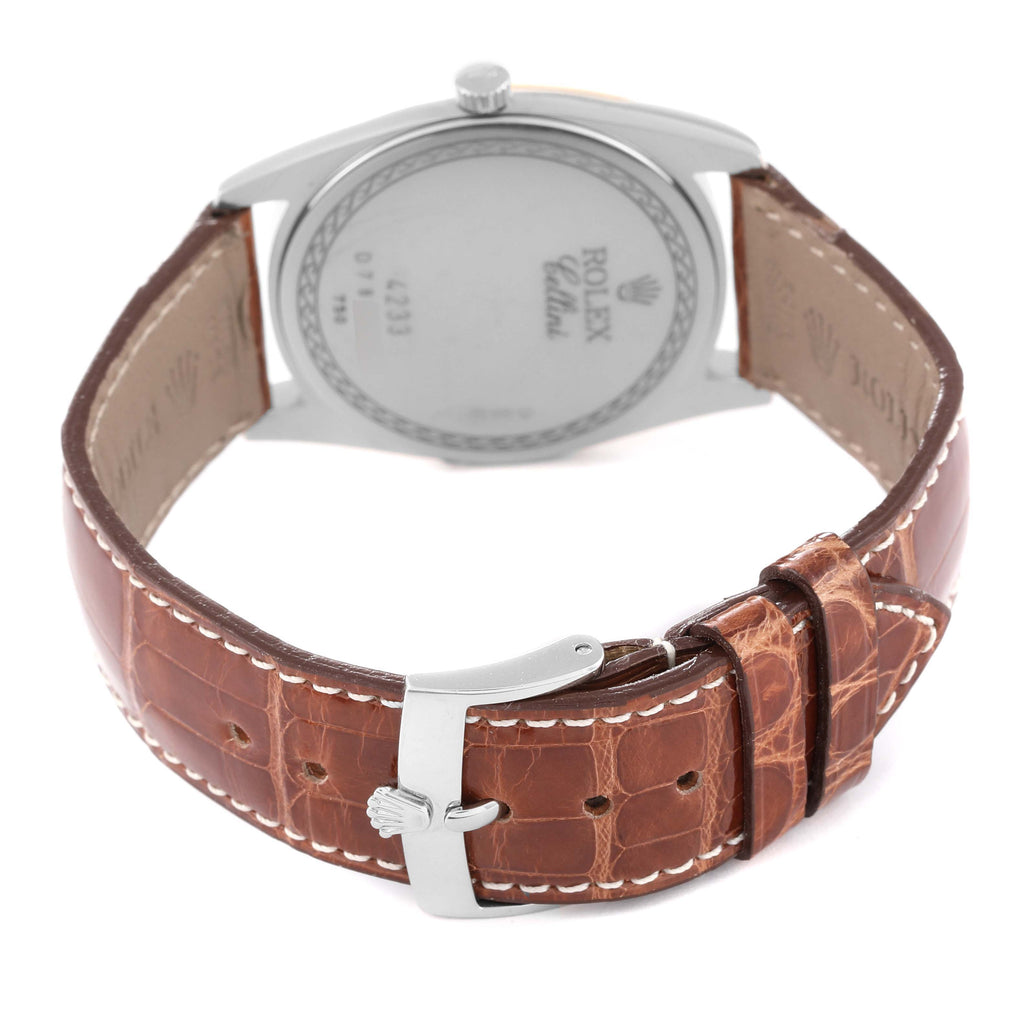 Rolex Cellini Danaos 18K White Rose Gold White Dial Mens Watch 4233 Box Papers