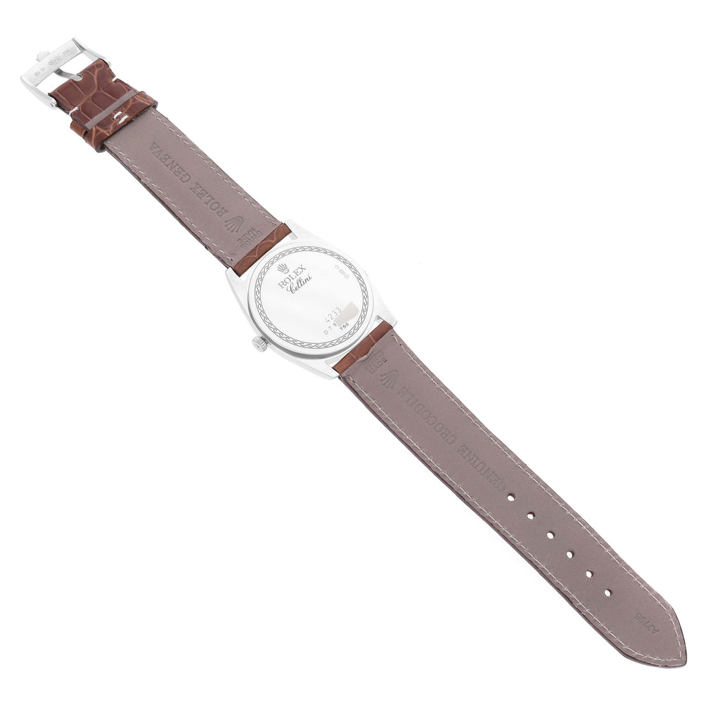 Rolex Cellini Danaos 18K White Rose Gold White Dial Mens Watch 4233 Box Papers