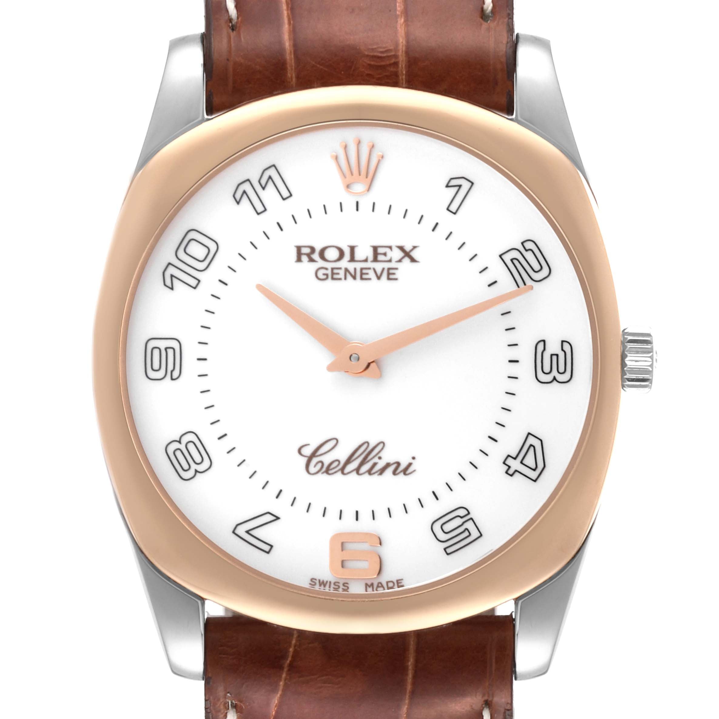 Rolex Cellini Danaos 18K White Rose Gold White Dial Mens Watch 4233 Box Papers