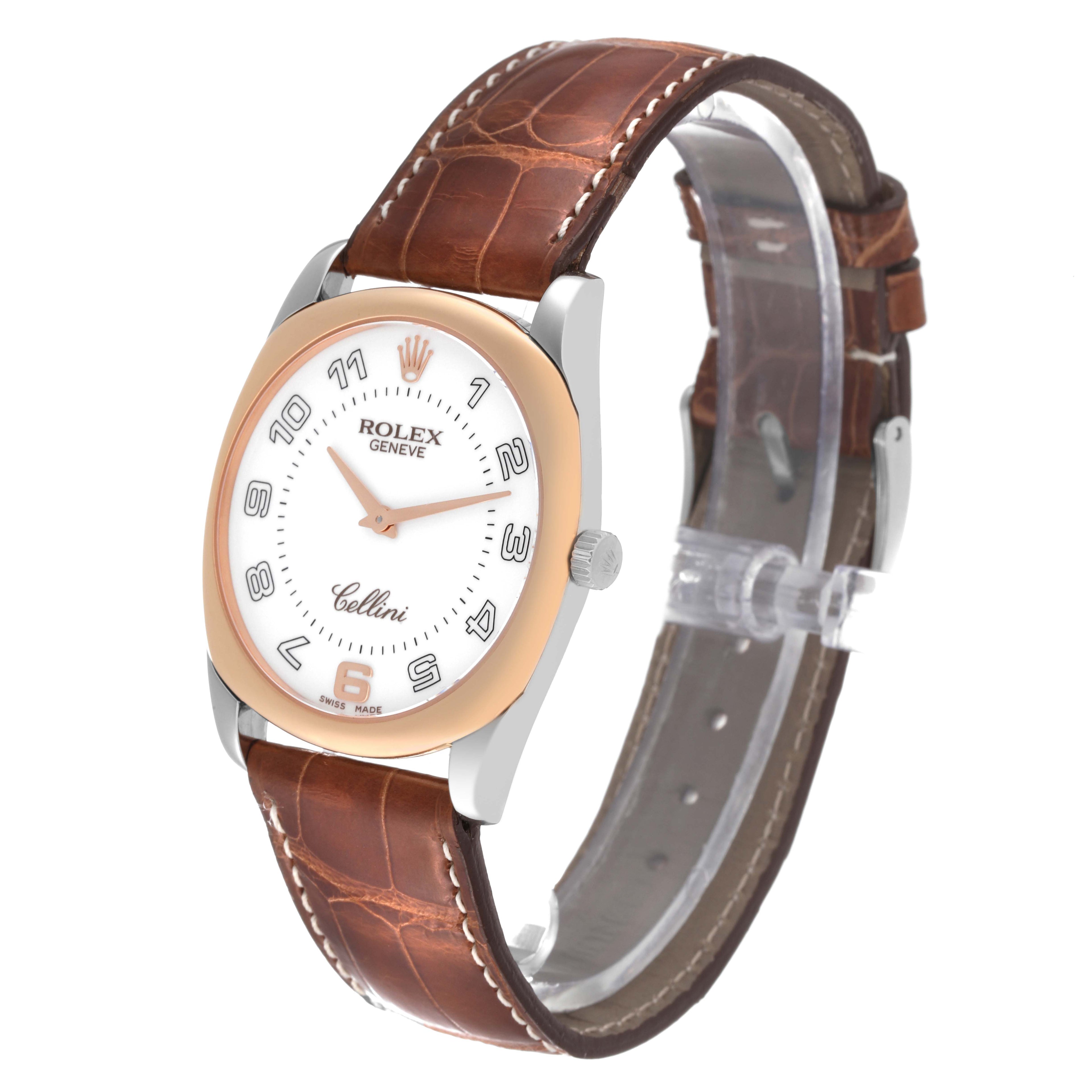 Rolex Cellini Danaos 18K White Rose Gold White Dial Mens Watch 4233 Box Papers
