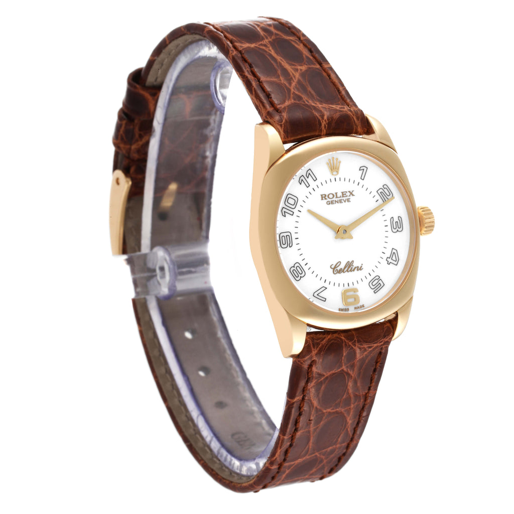 Rolex Cellini Danaos 18K Yellow Gold White Dial Ladies Watch 6229