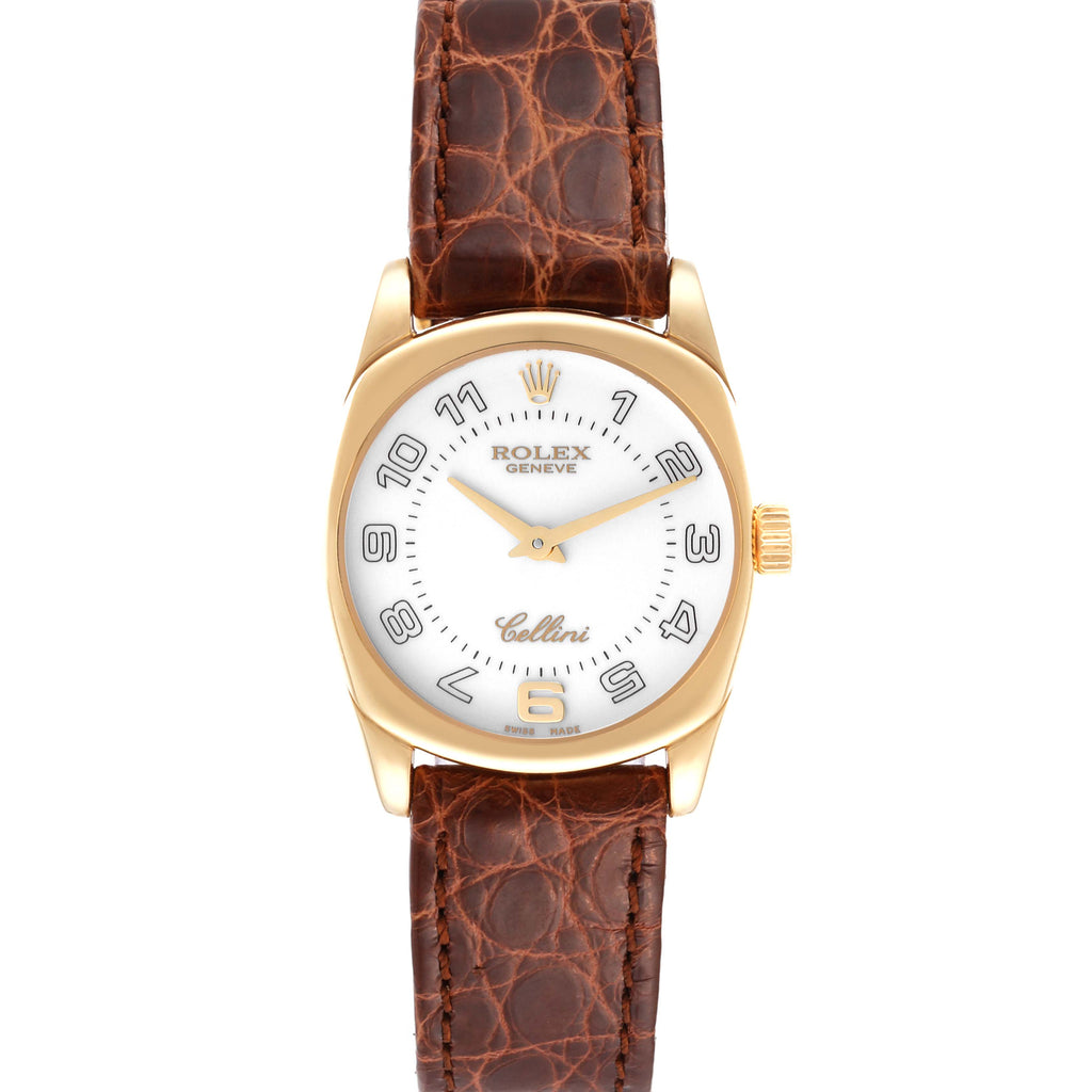 Rolex Cellini Danaos 18K Yellow Gold White Dial Ladies Watch 6229