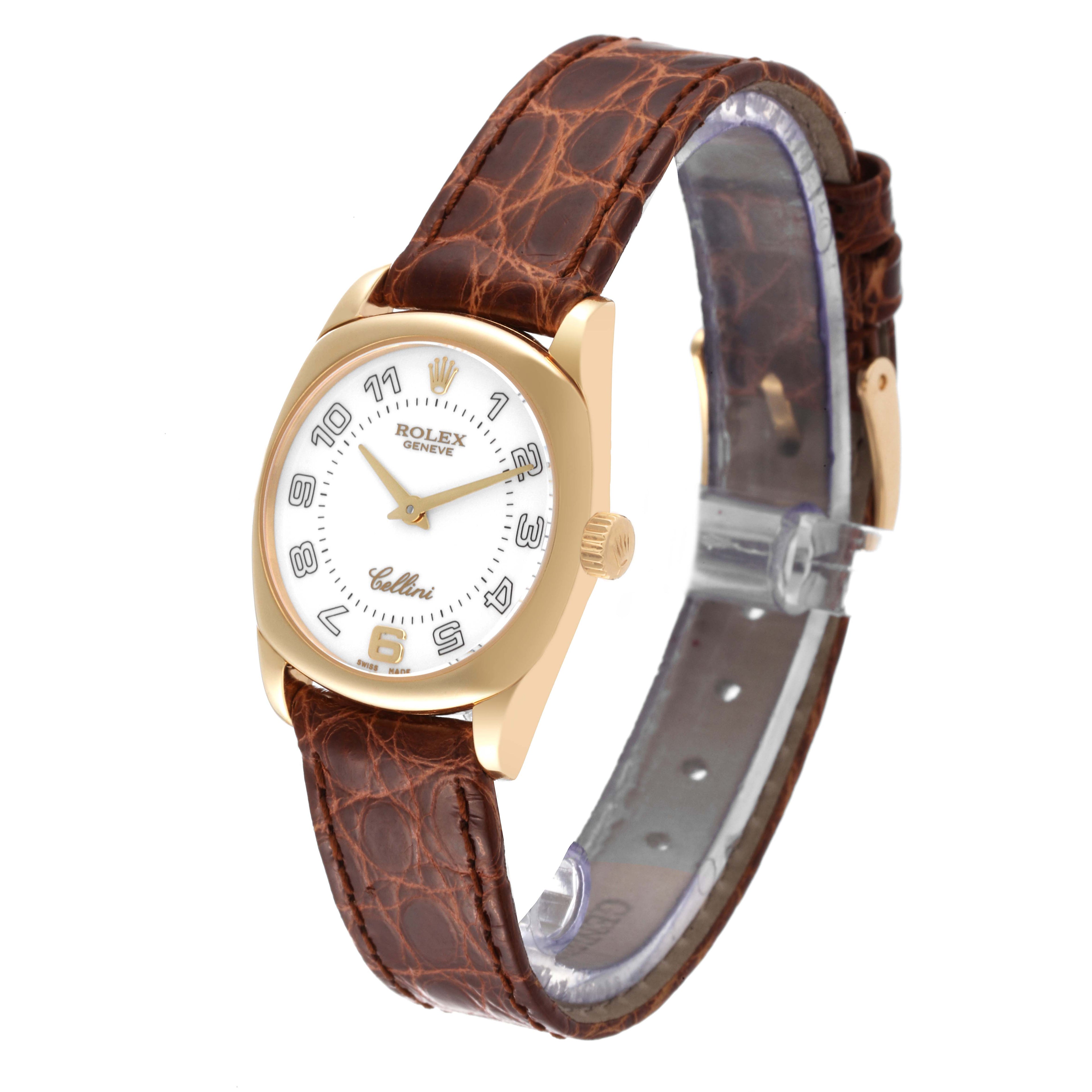 Rolex Cellini Danaos 18K Yellow Gold White Dial Ladies Watch 6229