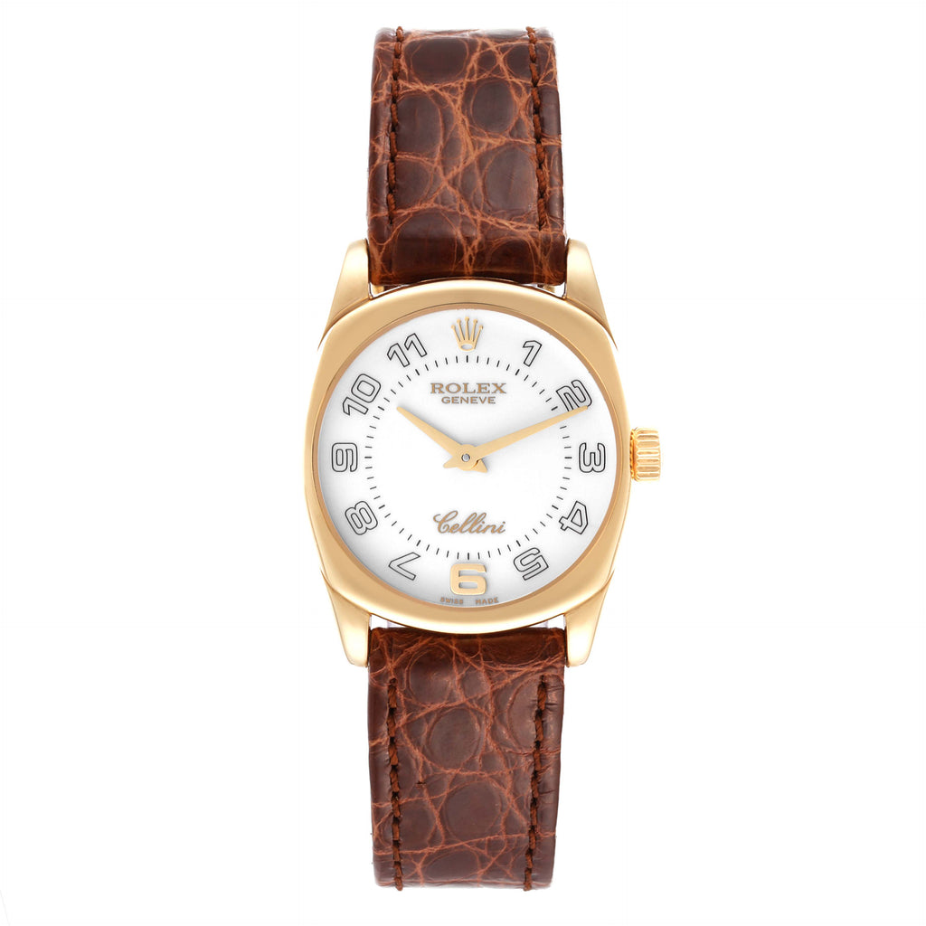 Rolex Cellini Danaos 18K Yellow Gold White Dial Ladies Watch 6229