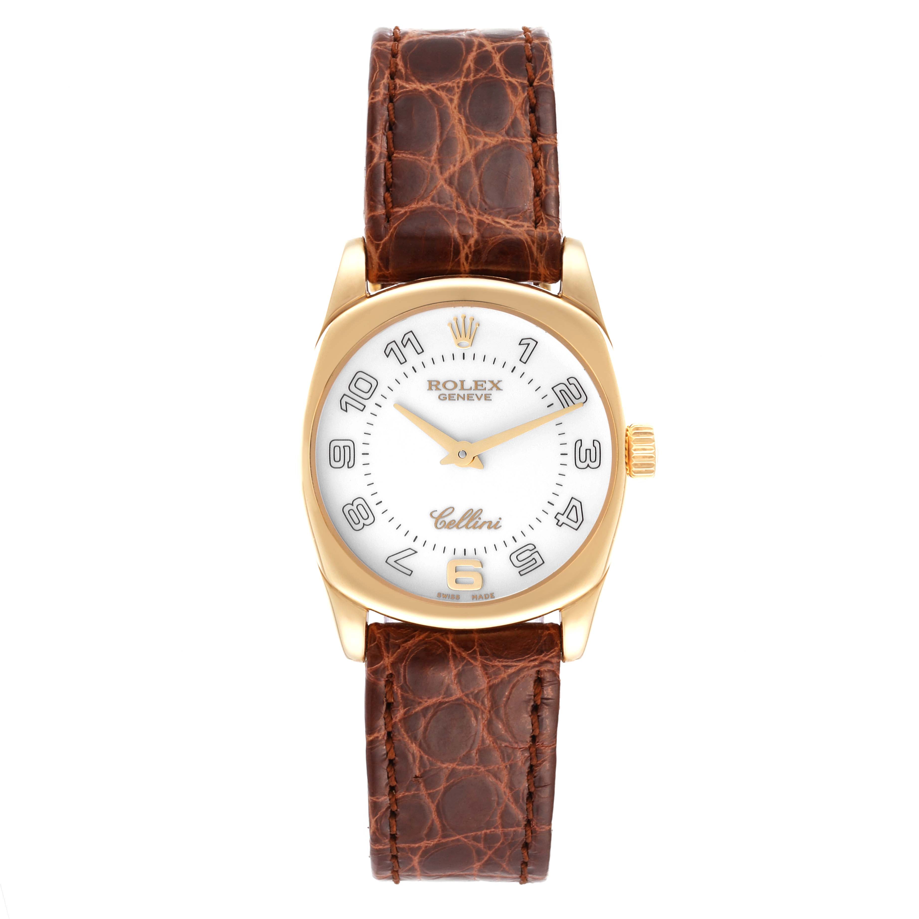 Rolex Cellini Danaos 18K Yellow Gold White Dial Ladies Watch 6229