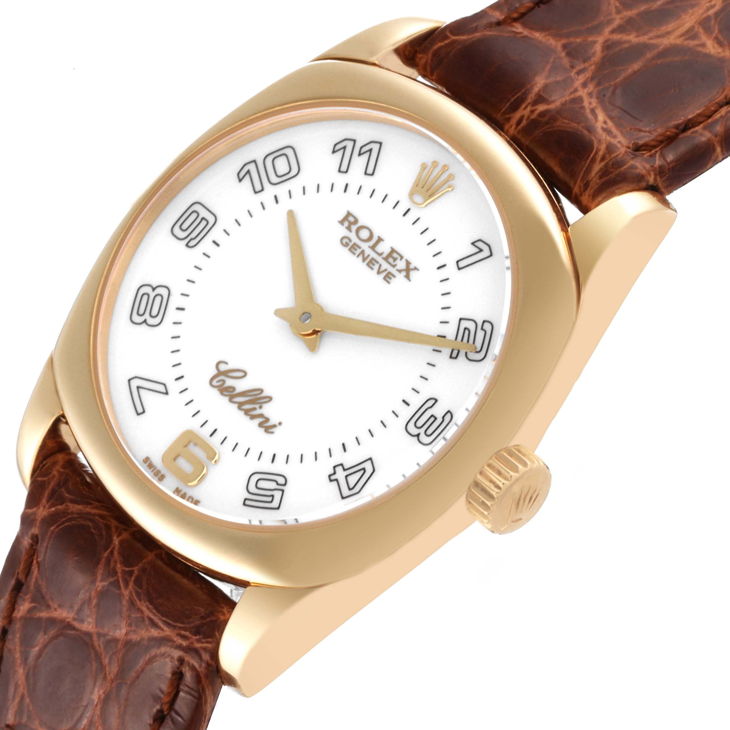 Rolex Cellini Danaos 18K Yellow Gold White Dial Ladies Watch 6229