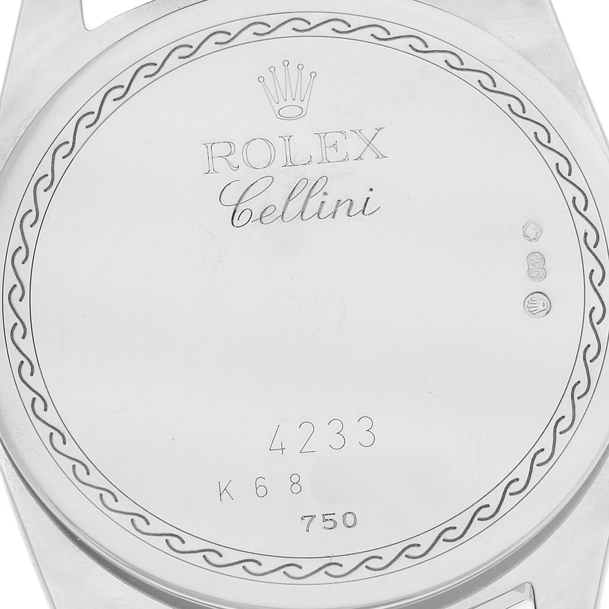 Rolex Cellini Danaos Black Dial White Gold Rose Gold Brown Strap Mens Watch 4233