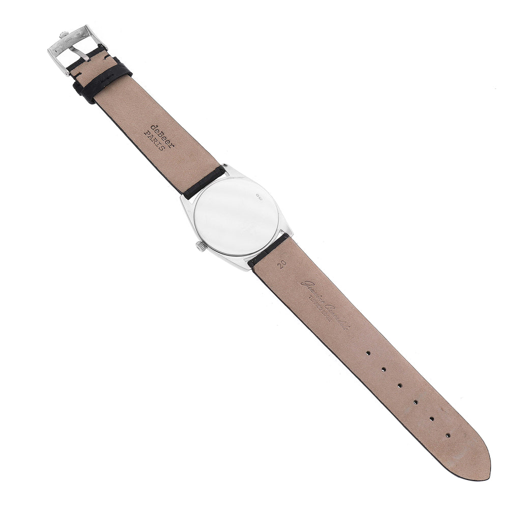 Rolex Cellini Danaos White and Rose Gold Black Strap Mens Watch 4233