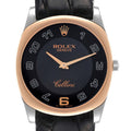Rolex Cellini Danaos White and Rose Gold Black Strap Mens Watch 4233