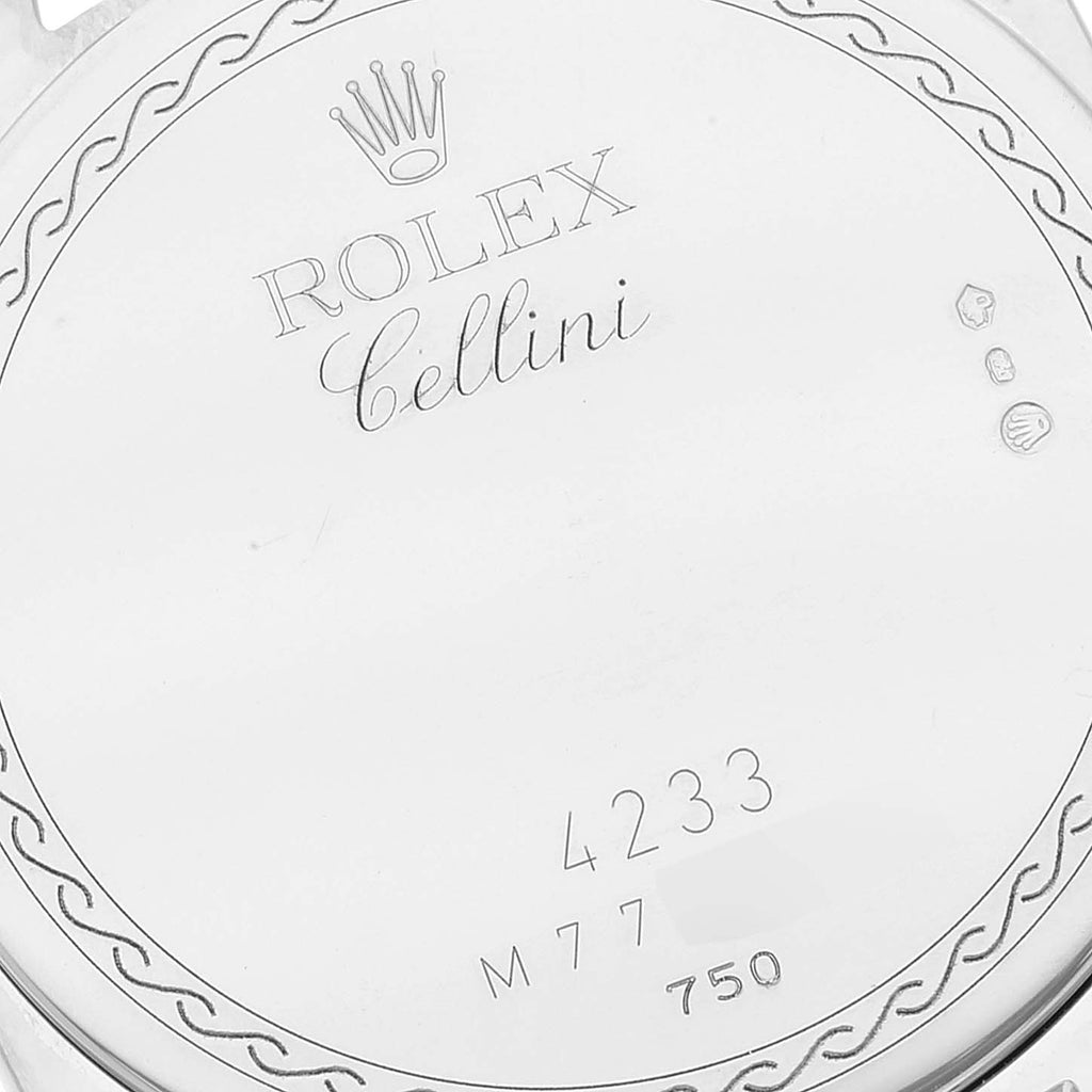 Rolex Cellini Danaos White and Rose Gold Brown Strap Mens Watch 4233