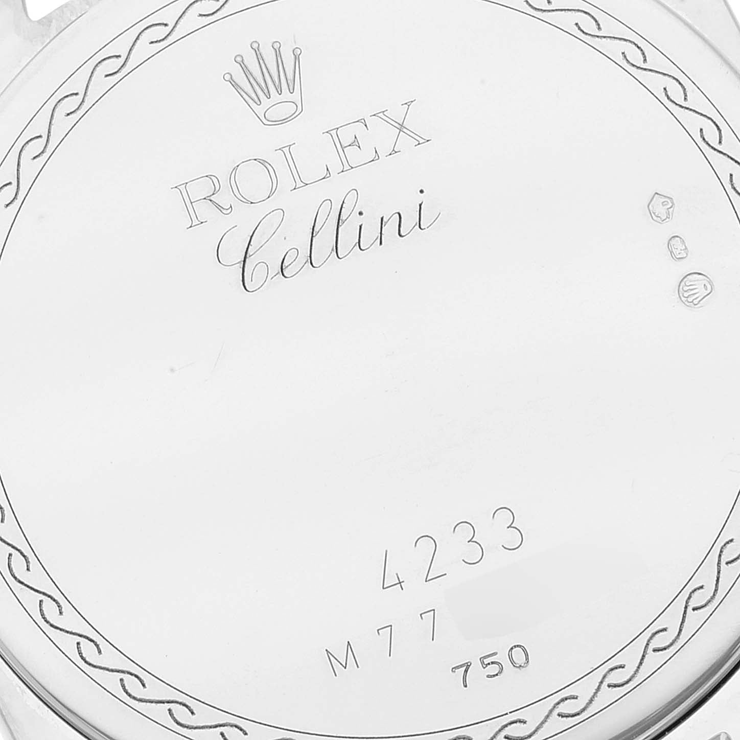 Rolex Cellini Danaos White and Rose Gold Brown Strap Mens Watch 4233