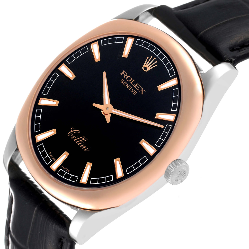Rolex Cellini Danaos White Gold Rose Gold Black Dial Mens Watch 4243