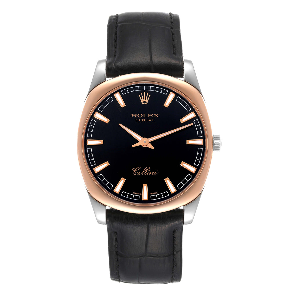 Rolex Cellini Danaos White Gold Rose Gold Black Dial Mens Watch 4243