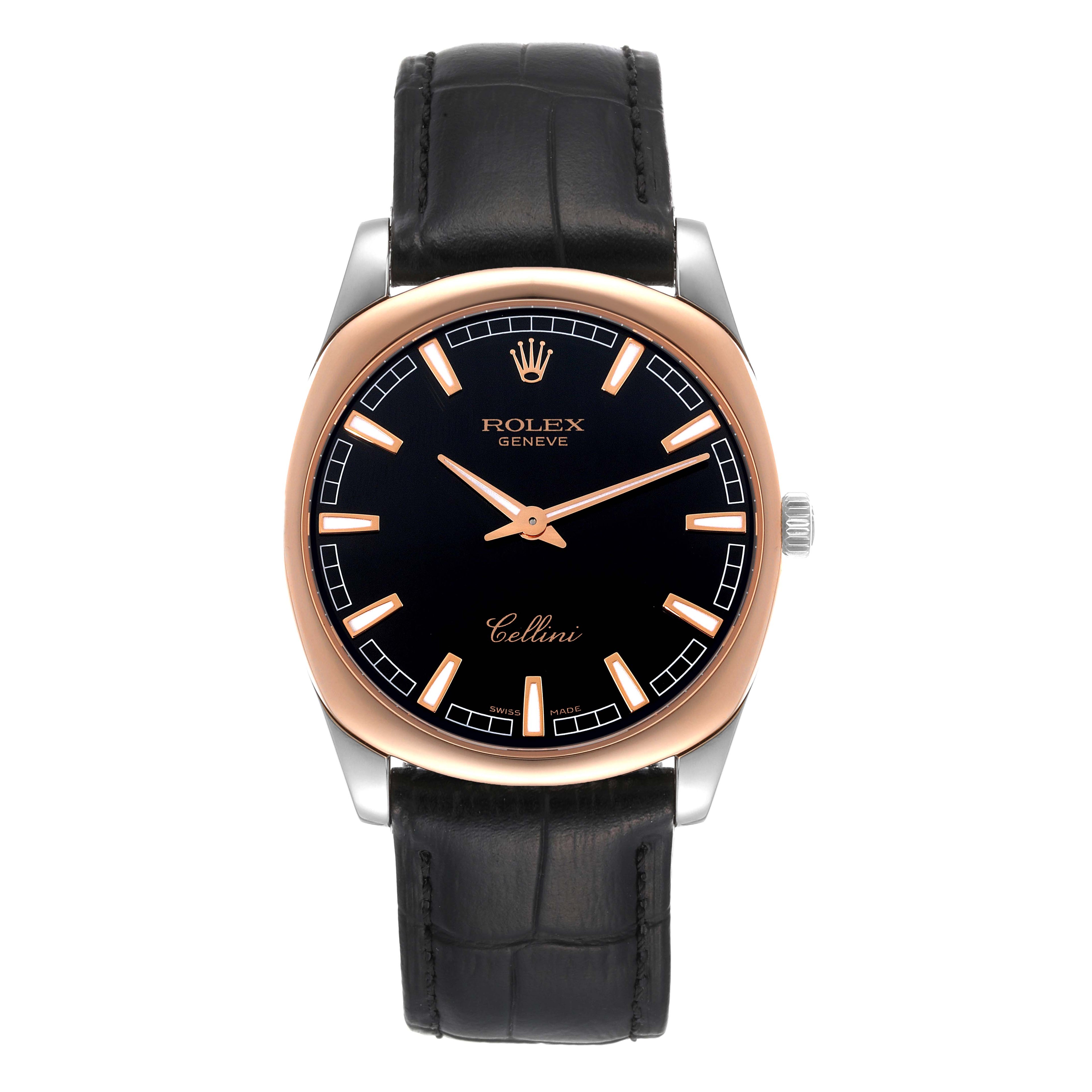Rolex Cellini Danaos White Gold Rose Gold Black Dial Mens Watch 4243