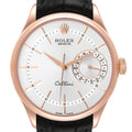 Rolex Cellini Date 18K Everose Gold Silver Dial Mens Watch 50515