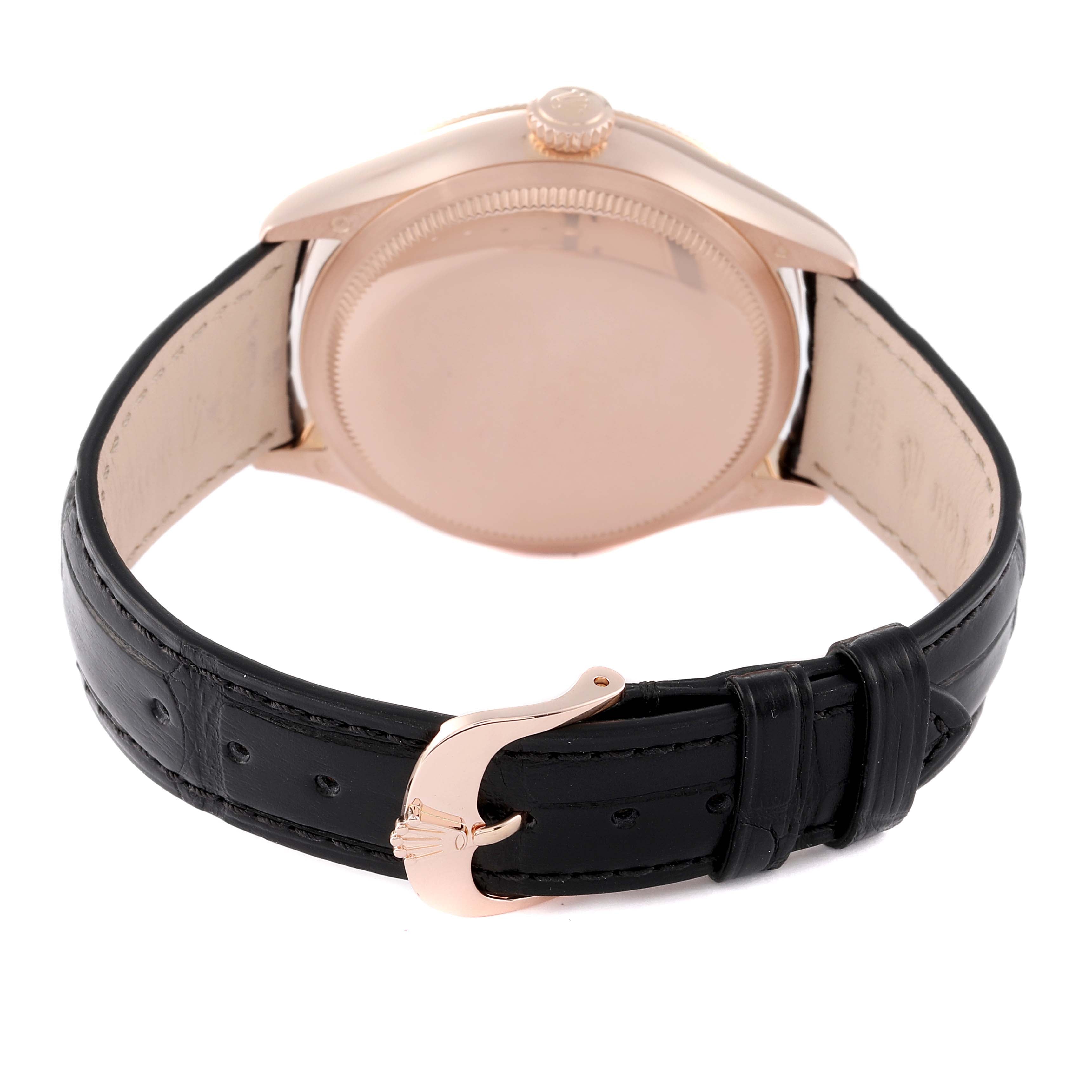 Rolex Cellini Date 18K Everose Gold Silver Dial Mens Watch 50515