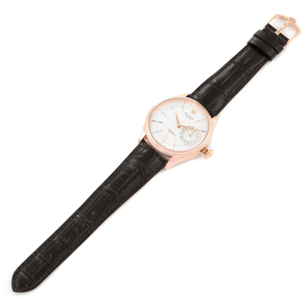 Rolex Cellini Date 18K Everose Gold Silver Dial Mens Watch 50515 Box Card