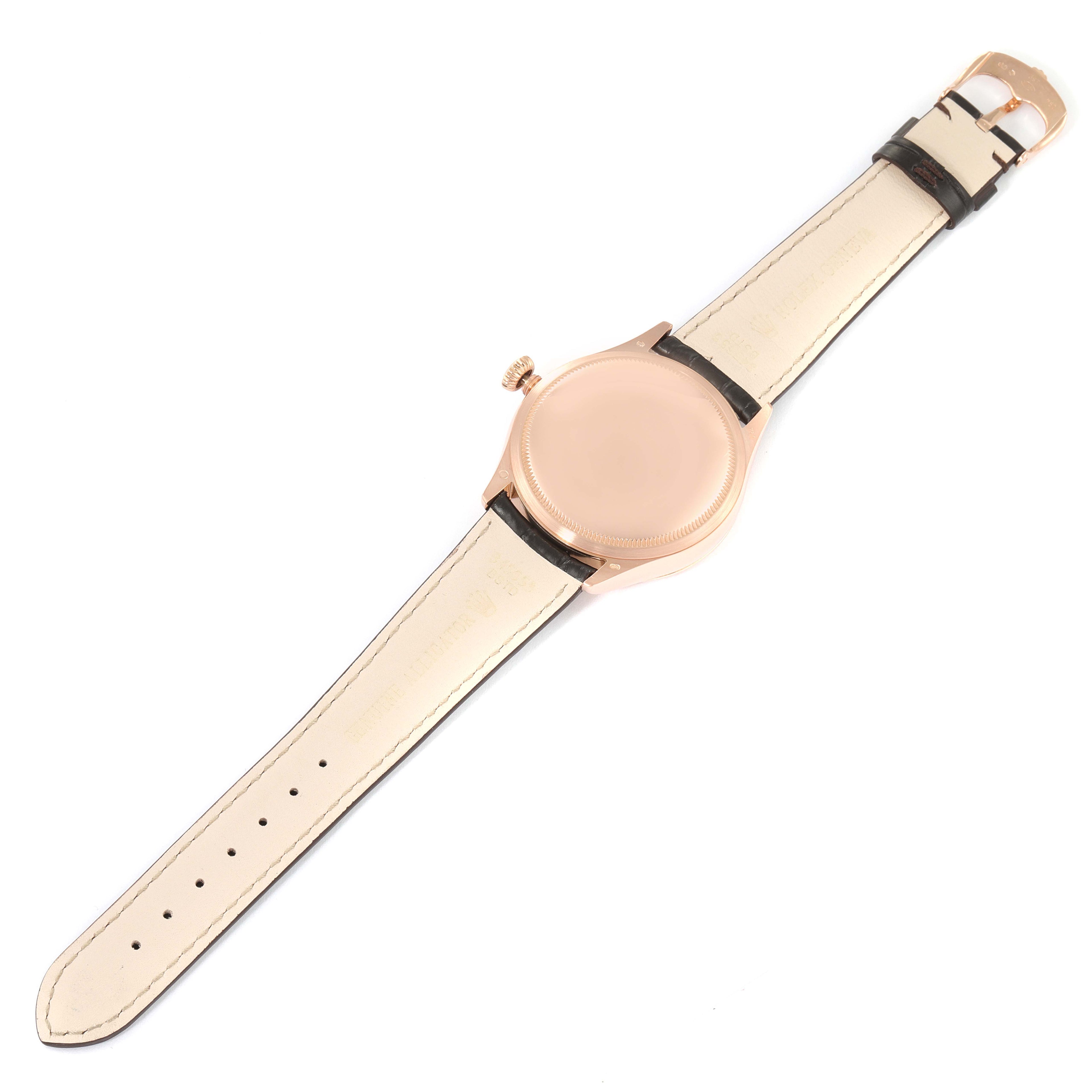 Rolex Cellini Date 18K Everose Gold Silver Dial Mens Watch 50515 Box Card