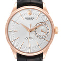 Rolex Cellini Date 18K Rose Gold Silver Dial Mens Watch 50515 Box Card